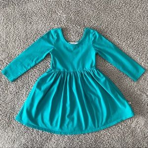 Toddler Girl Spring Dress Teal Blue Long Sleeves Size 4 Midnight Magnolia